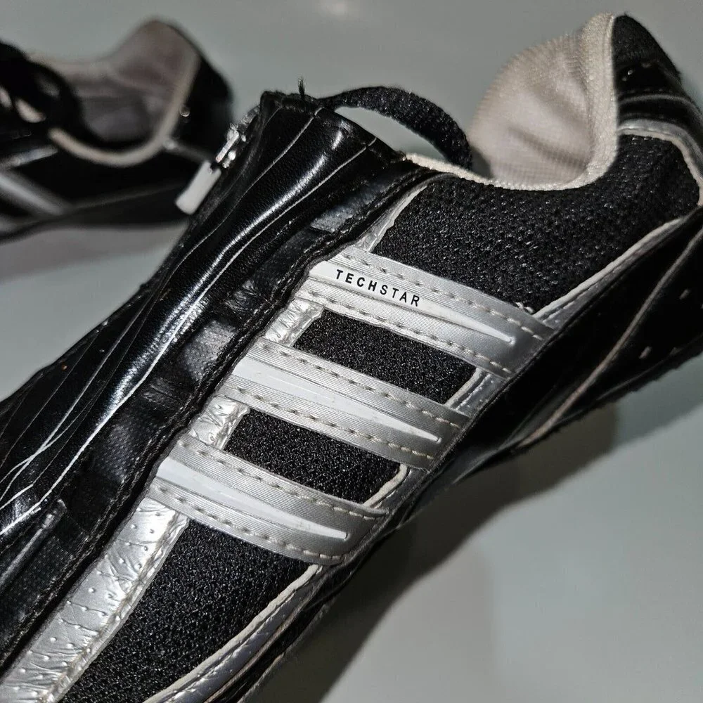 Adidas Techstar Track & Field Cleats Black Silver White Shoes 553838 US 10 READ